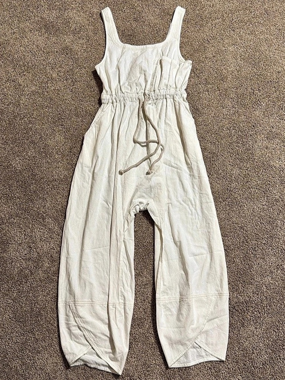 Free People Cotton Jumpsuit in White Size Medium